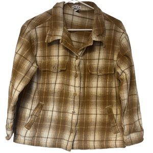 Dash Plaid Button Down Shirt Jacket Shacket Boho Minimalist size Large